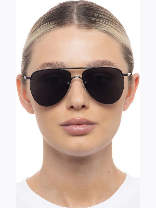Le Specs Unisex Sonnenbrille mit Schwarz Metall Gestell und Schwarz Linse LSP2102401