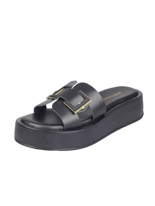 Gianna Kazakou Flatforms Leather Women's Sandals Black