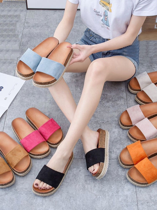 Famous Shoes Damen Flache Sandalen Flatforms in Orange Farbe