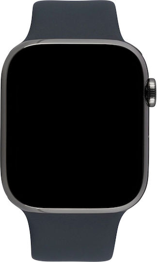 Apple Watch Series 8 Cellular Stainless Steel 45mm Waterproof with eSIM and Heart Rate Monitor (Graphite with Midnight Sport Band)