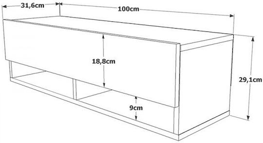 TV-Ständer Roscoe Weiß-Eiche M100xP31.5xH29.5cm