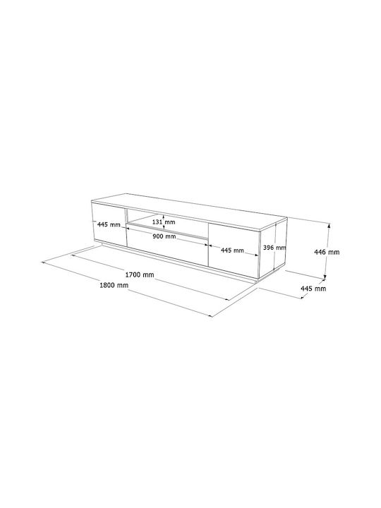 TV Stand Soren Gray L180xD44xH46cm