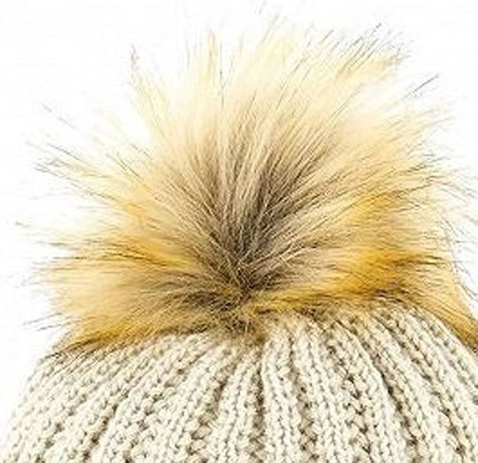 Morris Pom Pom Beanie Unisex Σκούφος Πλεκτός σε Λευκό χρώμα