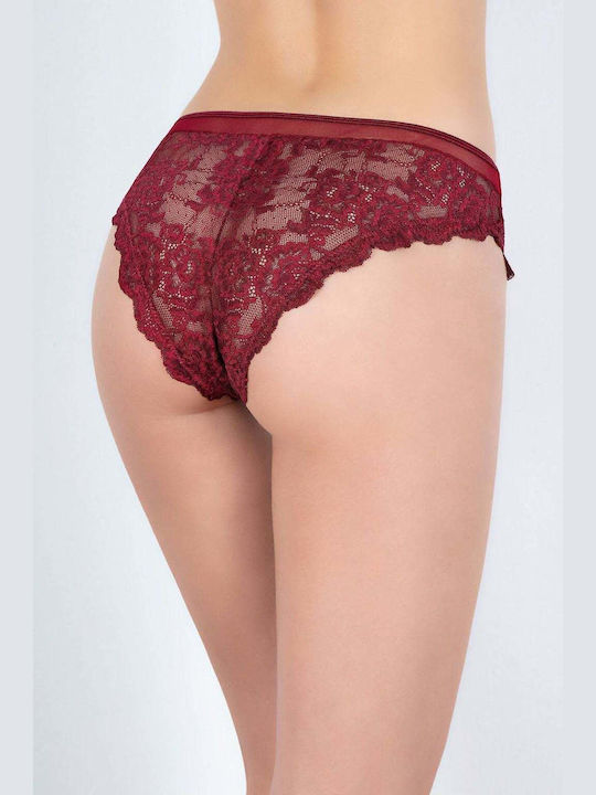 Milena by Paris High-waisted Women's Slip with Lace Burgundy