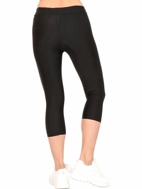 Frauen Capri Leggings Hochgeschnitten Schwarz