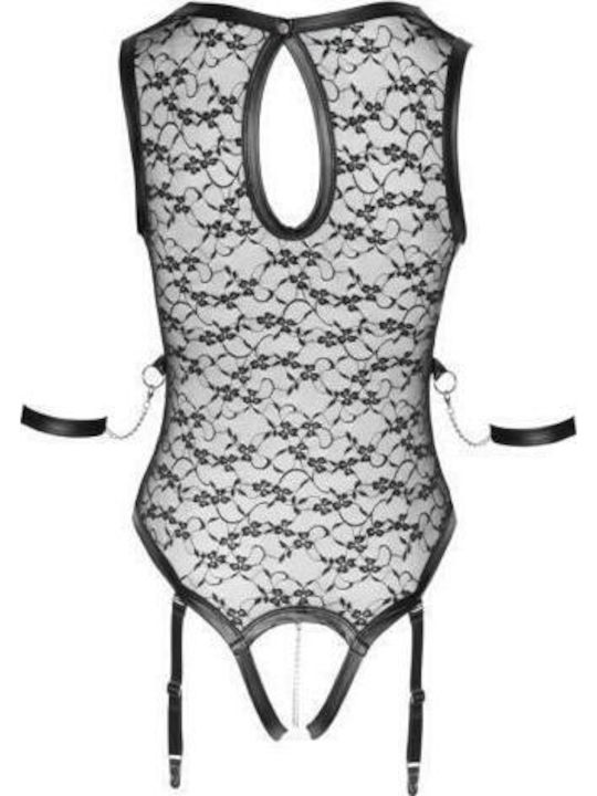 Cottelli Collection Sexy Bodysuit with Lace & Garters Black