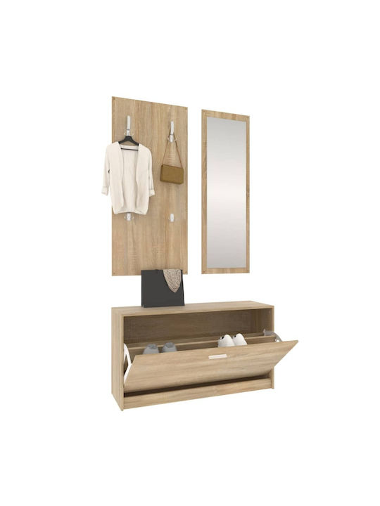 Entry Furniture with Mirror / Hanger & Shoe Rack 80x27x46.5cm