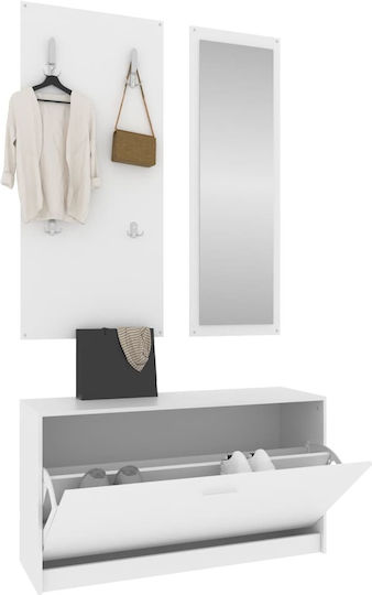 Entry Furniture with Mirror / Hanger & Shoe Rack 80x27x46.5cm