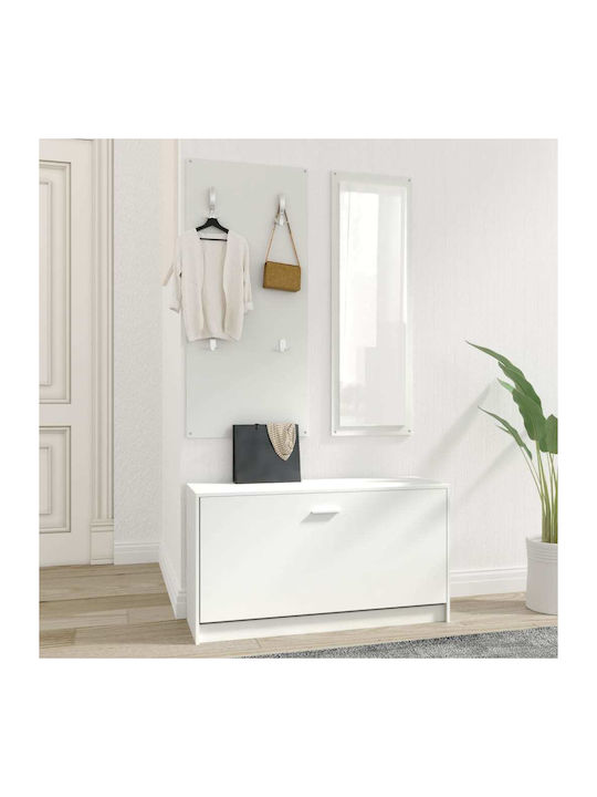 Entry Furniture with Mirror / Hanger & Shoe Rack 80x27x46.5cm