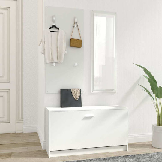 Entry Furniture with Mirror / Hanger & Shoe Rack 80x27x46.5cm