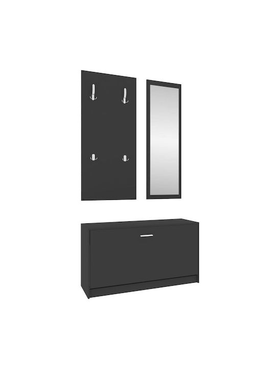Entry Furniture with Mirror / Hanger & Shoe Rack 80x27x46.5cm