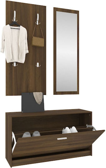 Entry Furniture with Mirror / Hanger & Shoe Rack 80x27x46.5cm
