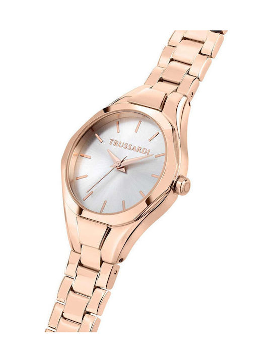 Trussardi Metropolitan Γυναικείο Ρολόι 30mm Μπαταρίας με Ροζ Χρυσό Μεταλλικό Μπρασελέ