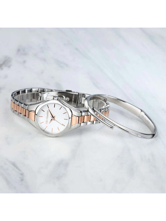 Trussardi Γυναικείο Ρολόι 30mm Μπαταρίας με Μεταλλικό Μπρασελέ