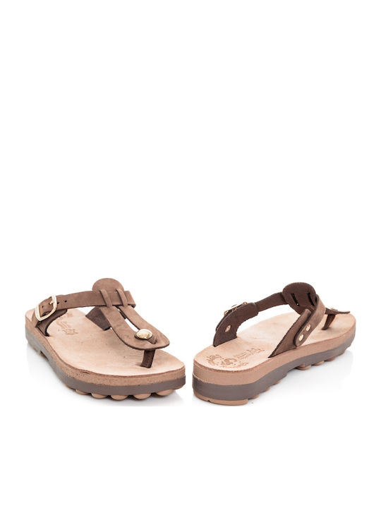 Mirabella Leder Flache Damen Sandalen Braun