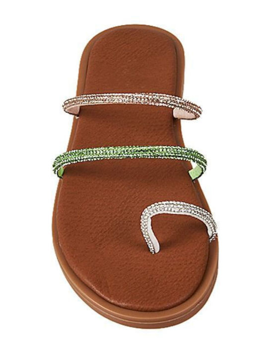 Flache Sandalen für Damen in Grün Farbe