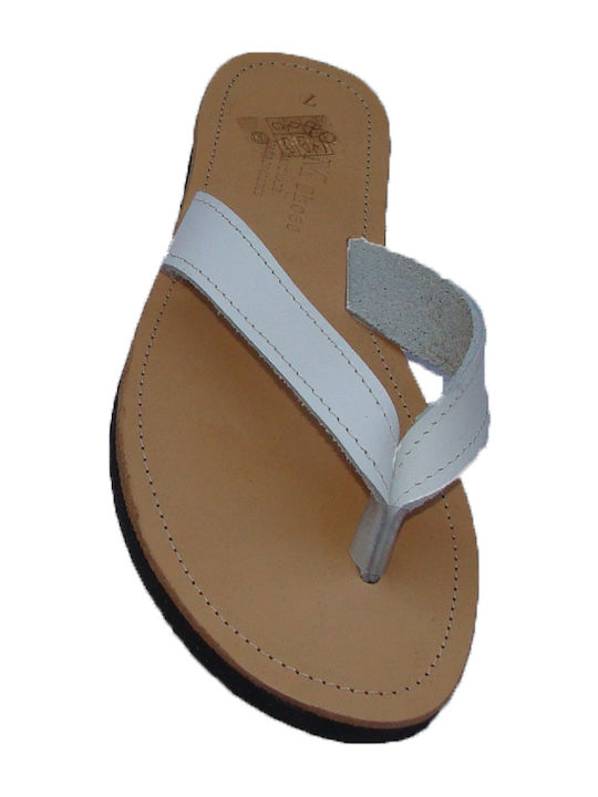 Leder Flache Sandalen für Damen in Weiß Farbe
