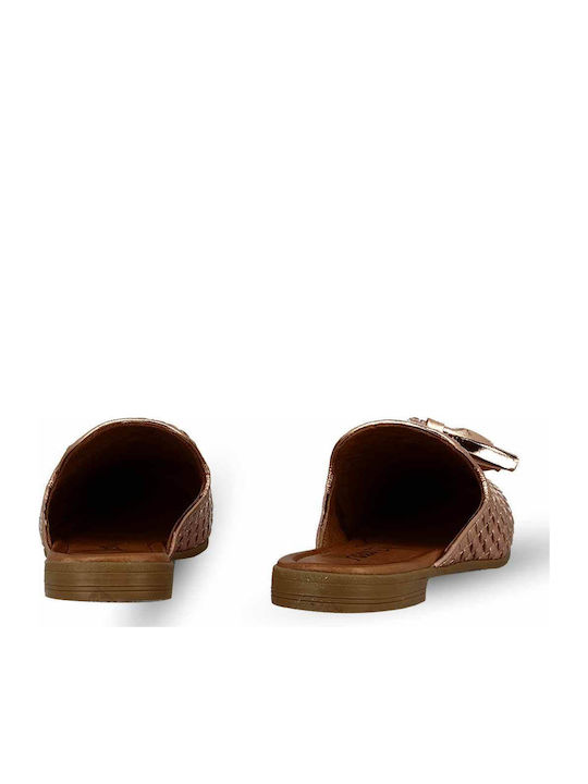 Flat Δερμάτινα Mules Rose Gold