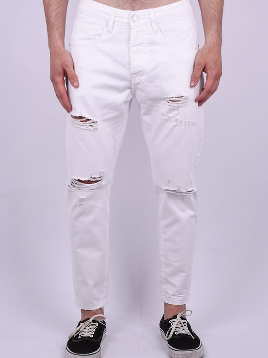 Men's Jeans Pants with Loose Baggy Fit White