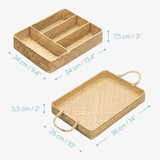 Navaris Tăvi Pentru Tacâmuri De Sertar 34x24x7.5cm Maro