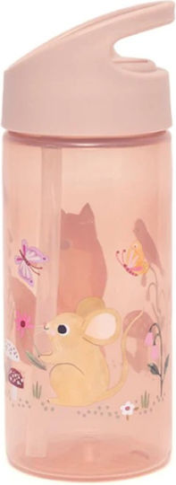 Petit Monkey Woodland Pink Kinderflasche Kunststoff mit Strohhalm Rosa 380ml