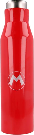Stor Kids Water Bottle Thermos Super Mario Silicone with Screw Cap Non Spill Red 580ml
