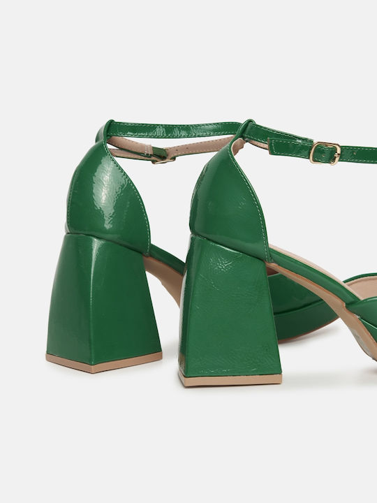 InShoes Green Heels with Strap