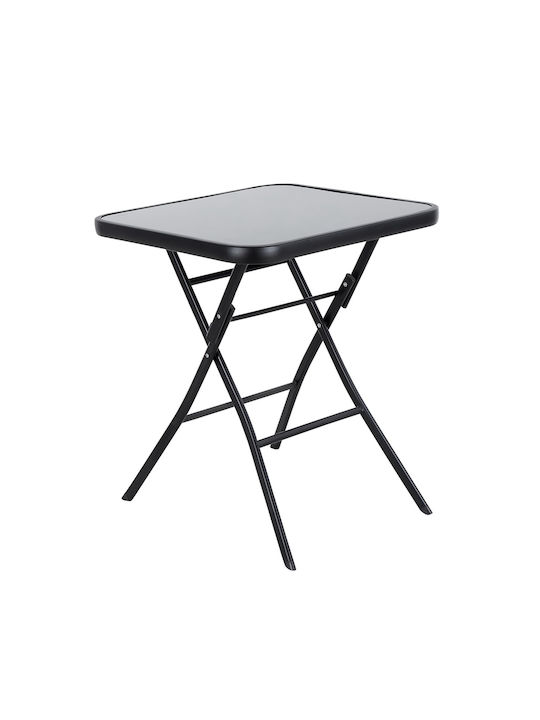 Taurus Auxiliary Outdoor Foldable Metal Table Black 60x60x70cm