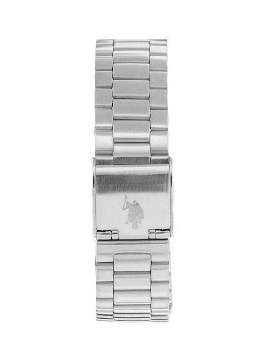 U.S. Polo Assn. Digital Uhr Chronograph mit Silber Metallarmband