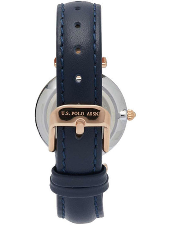 U.S. Polo Assn. Damen Uhr mit Blau Lederarmband