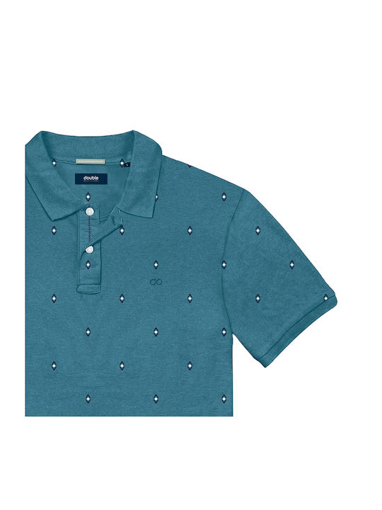 Double Herren Kurzarmshirt Polo Blau