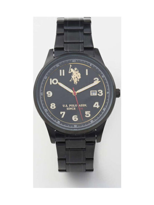 U.S. Polo Assn. Herrenuhr Batterie mit Schwarz Metallarmband