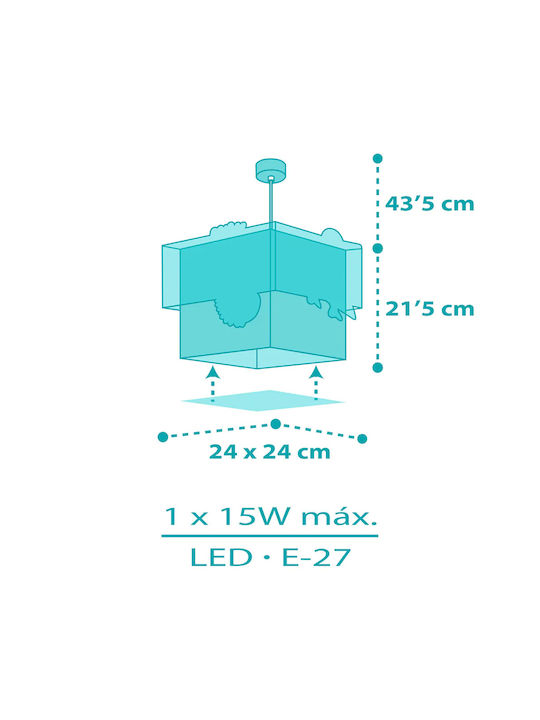 Ango Kids Plastic Single Ceiling Light E27 Happy Jungle White 15W 24x21.5cm