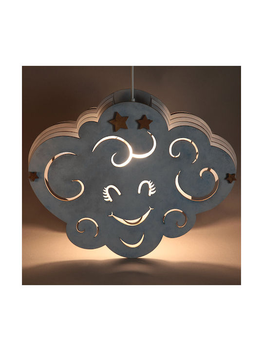 Kids Wooden Single Ceiling Light E27 Gray 40x31cm