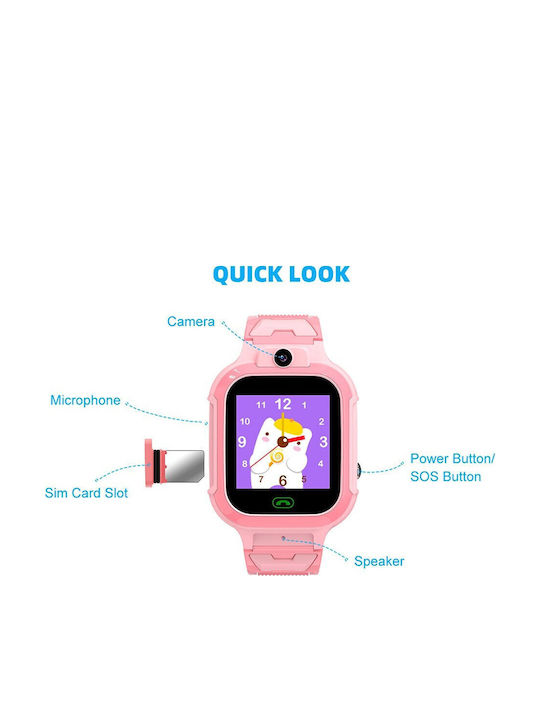 motto4u Kinder-Digitaluhr mit GPS und Kautschuk/Plastikarmband Rosa