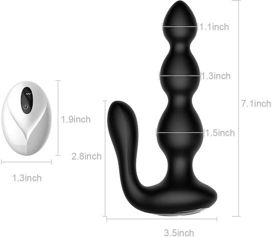 Kinksters Πρωκτικές Μπίλιες με Δυνατότητα Ασύρματης Λειτουργίας και Δόνηση Small Μαύρες