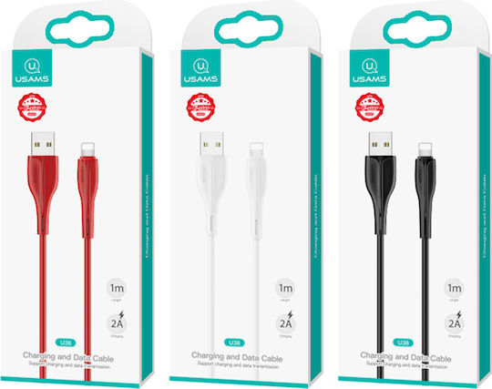 Usams US-SJ371 USB-A to Lightning Cable Μαύρο 1m (SJ371USB01)