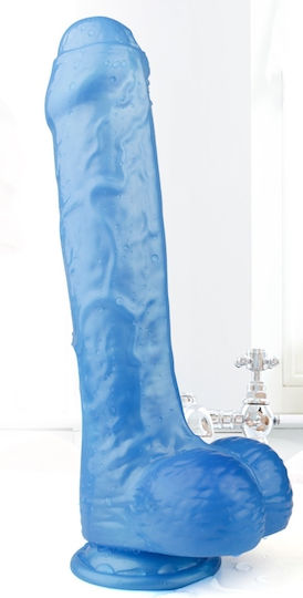 Kinksters Dildo realist cu Testicule și Ventuză Albastru 22cm