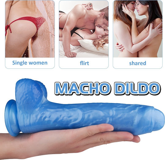 Kinksters Dildo realist cu Testicule și Ventuză Albastru 22cm