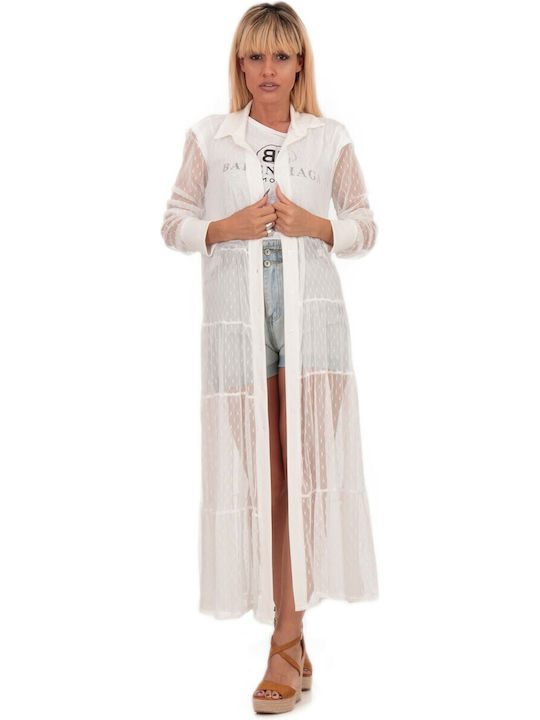 Lung Cardigan de damă Alb
