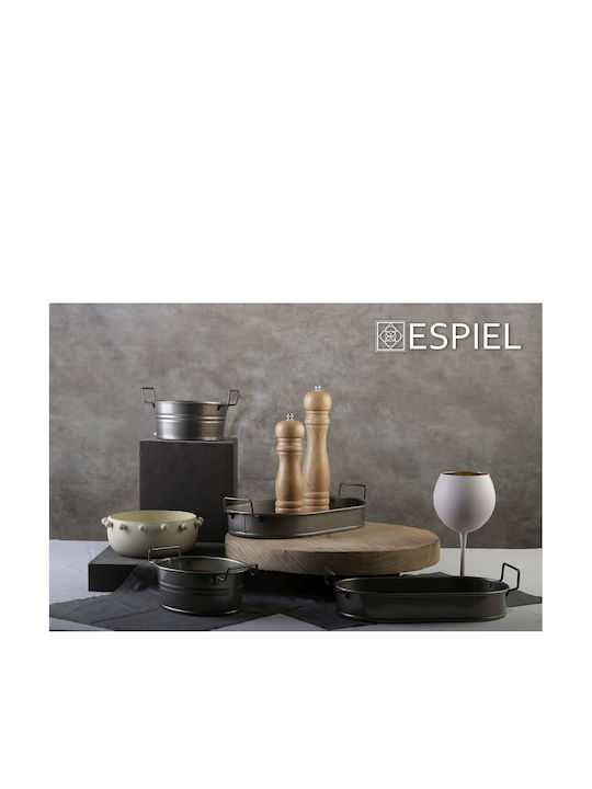 Espiel Metal Round Serving Tray with Handles in Gray Color 30x27x3cm TEM201 1pcs