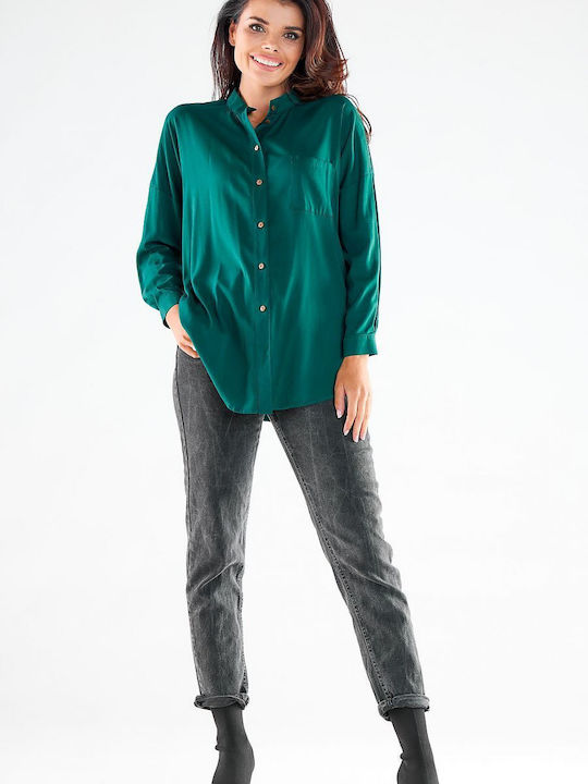 Awama A525 Women's Monochrome Long Sleeve Shirt Green