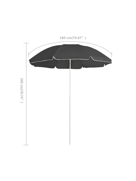 Round Garden Parasol with Metal Frame Anthracite Colour 1.8x2m