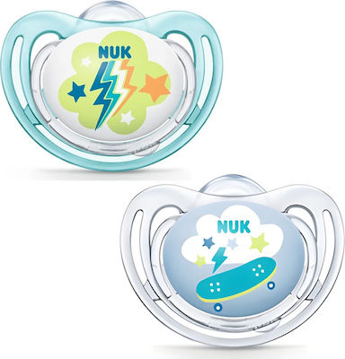 Nuk Orthodontic Pacifiers Silicone Freestyle Skateboard/racer Transparent/Blue with Case for 18-36 months 2pcs