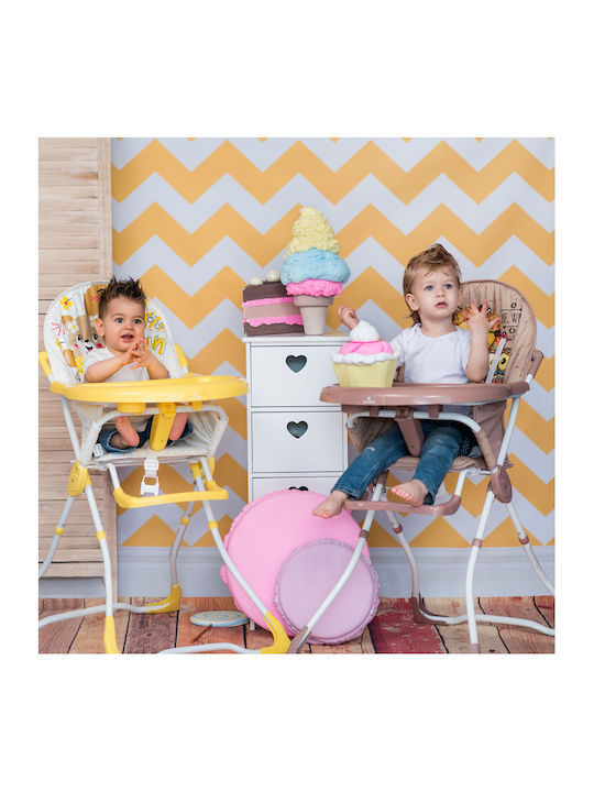 Lorelli Marcel Foldable Baby Highchair with Adjustable Height Orchid Pink Ballerina