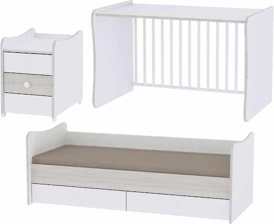 Lorelli Convertible Baby Crib Maxi Plus White Walnut for Mattress 62x110cm