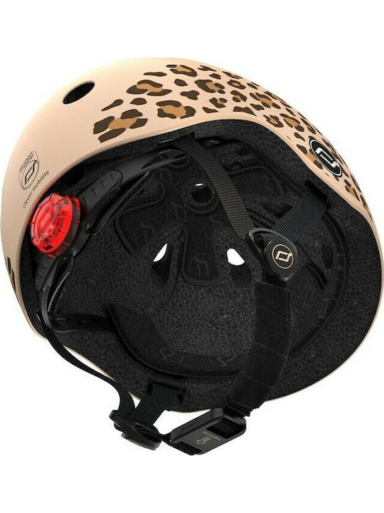 Scoot & Ride Leopard Kids' Helmet for City Bike Beige with LED Light XXS-S / 45-51 εκ