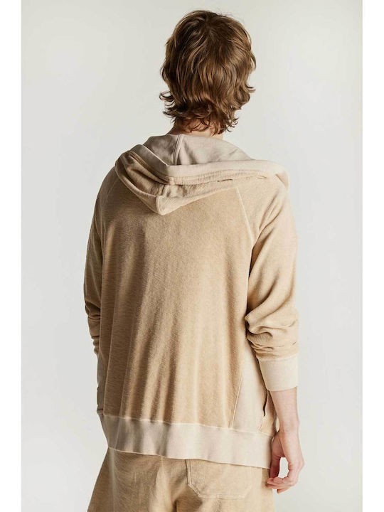 Dirty Laundry Men's Sweatshirt Jacket with Hood Beige