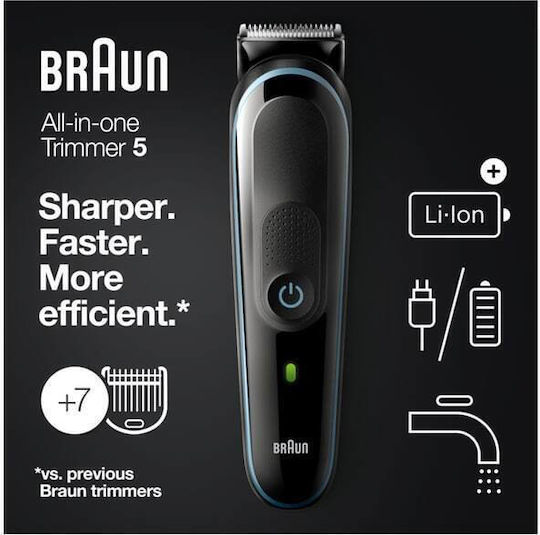 Braun Επαναφορτιζόμενη Κουρευτική Μηχανή Μαύρη MGK3345
