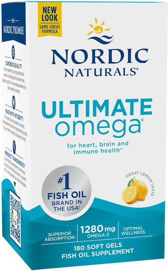 Nordic Naturals Ultimate Omega Fish Oil 1280mg 180 softgels Lemon